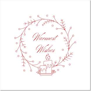 Holiday Collection - Warmest Wishes (White/Red) Posters and Art